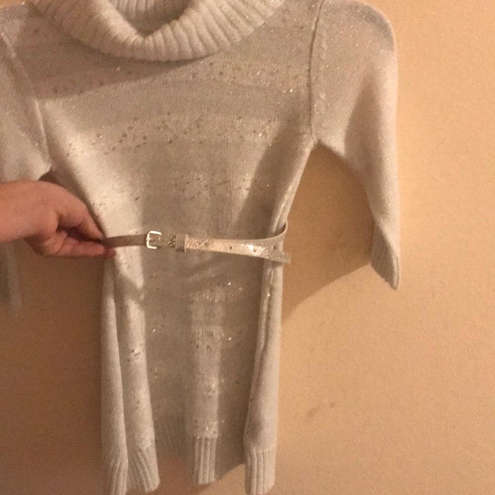 Silver and white sequence Sweater dress